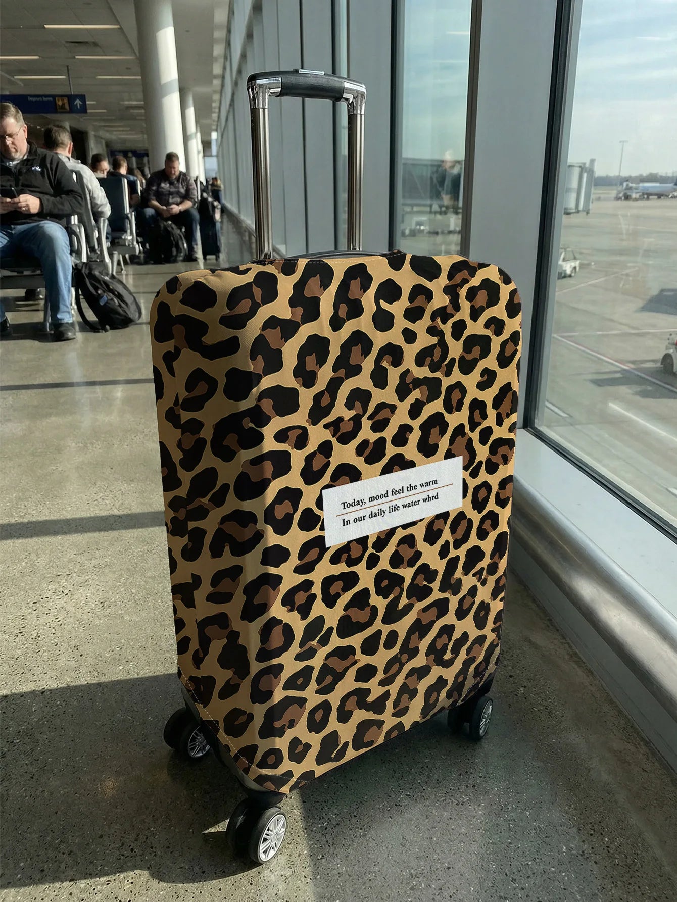 Classic Leopard Print English Slogan Luggage Cover, Suitable for 18-32 Inch Luggage Cover, Luggage Handle Glove, Travel Accessor
