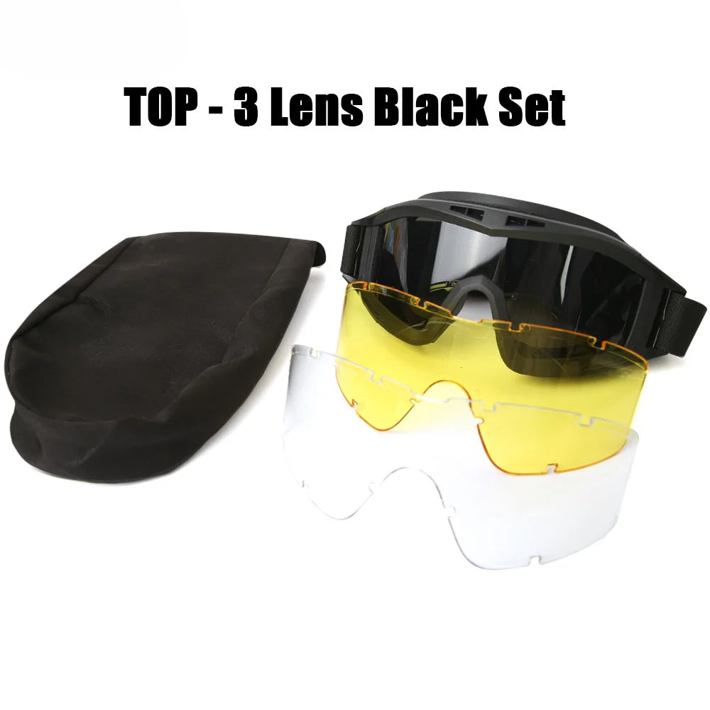 Airsoft Tactical Goggles 1/3 Lens Windproof Dustproof Shooting Motocross Motorcycle Mountaineering Glasses Safe Protection