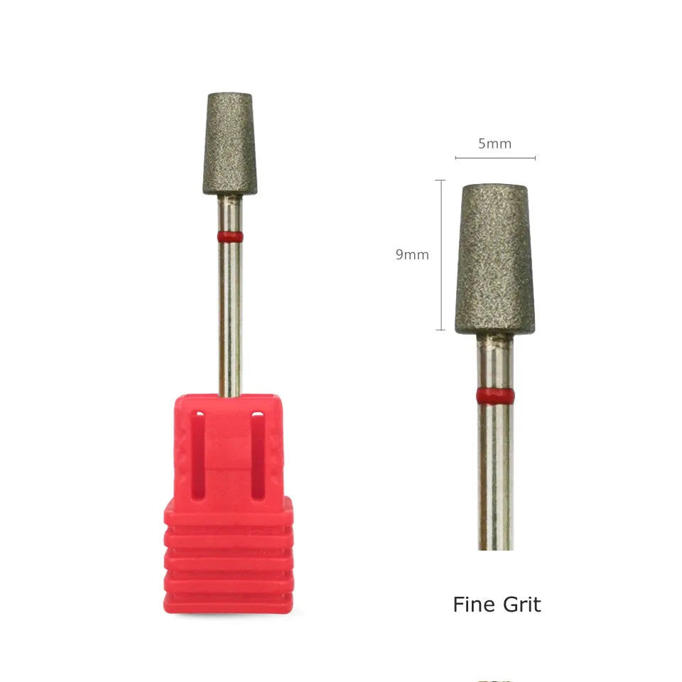HYTOOS 5mm Large Tapered Barrel Cuticle Clean Nail Drill Bit, Titanium Russian Diamond Nail Bits Nail Cleaner Accessories Tool