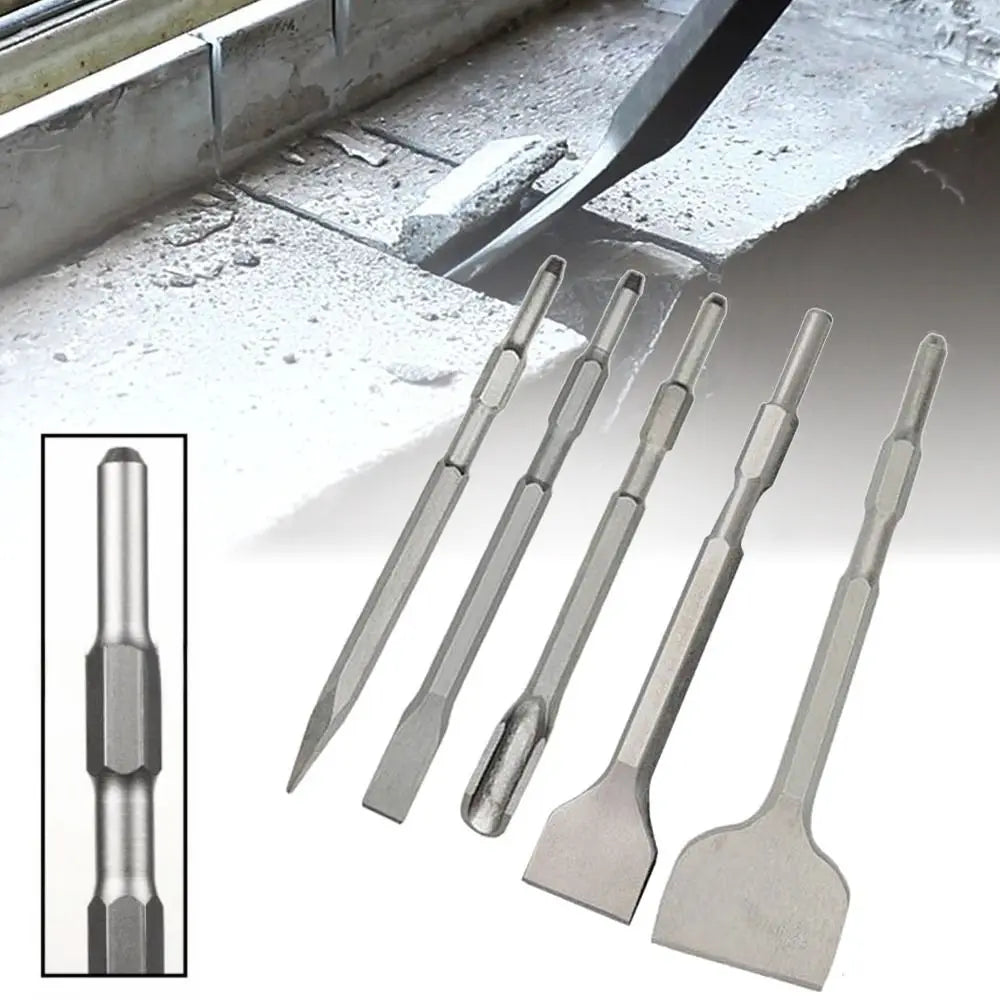 Durable Hexagonal Shank Slotting Flat Chisel Silver Flat Head Impact Bit Steel Wear-resistant Impact Drill Bit Brick
