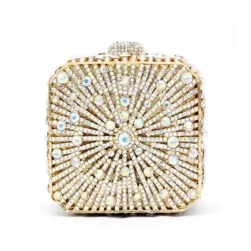 Crystal Rhinestones Diamond Evening Bag Glitter Mini Box Luxury Designer Fashion Clutch Purse For Wedding Party Women Handbag
