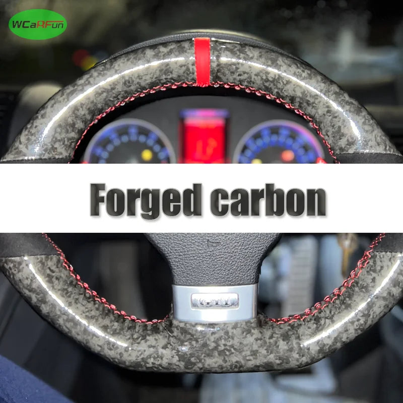 Suede Braid Black Forged Carbon Leather Car Steering Wheel Cover For Seat Leon Cupra Leon ST 2013-2019 Ateca Cupra Ateca FR 2016