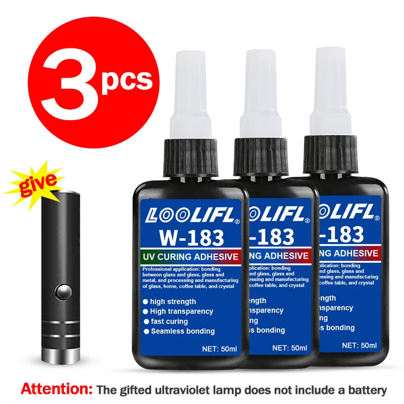 50ml UV Glue UV Curing Adhesive Clear Transparent Shadowless Glue for Glass Crystal Acrylic Metal DIY Craft