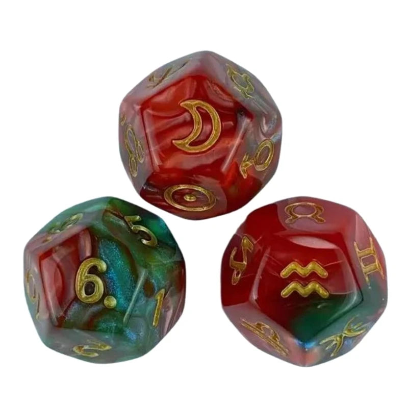 3Pcs Astrologys Dices 12-Sided Dices Divinations Tool Tarots Constellations Dices 54DE