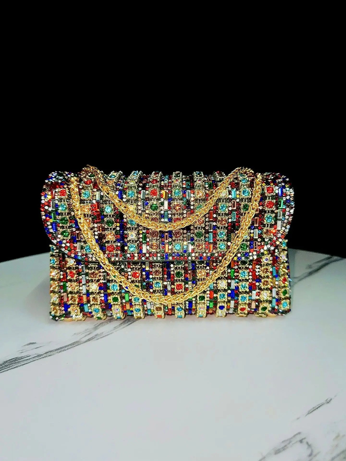 Evening Dress Rhinestone Clutch Bag with Diamond Chain, Cheongsam Bag, Crossbody Evening Bag, Women's Handbag, Cross-Border Evening Bag
