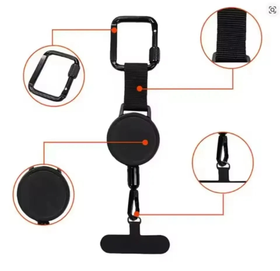 Retractable Keychain Heavy Duty Lanyard Anti-Theft Phone Holder Travel Cellphone Strap Smartphone Safety Tether With Belt Clip
