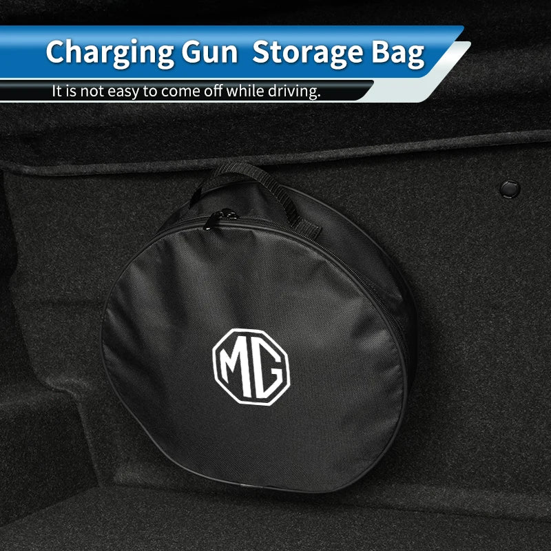 Car Charging Gun Storage Bag Trunk Cable Tools Pouch Interior For Morris Garages MG 3 5 6 7 HS ZS GS Hector TF GT ZR RX5 RX8 350