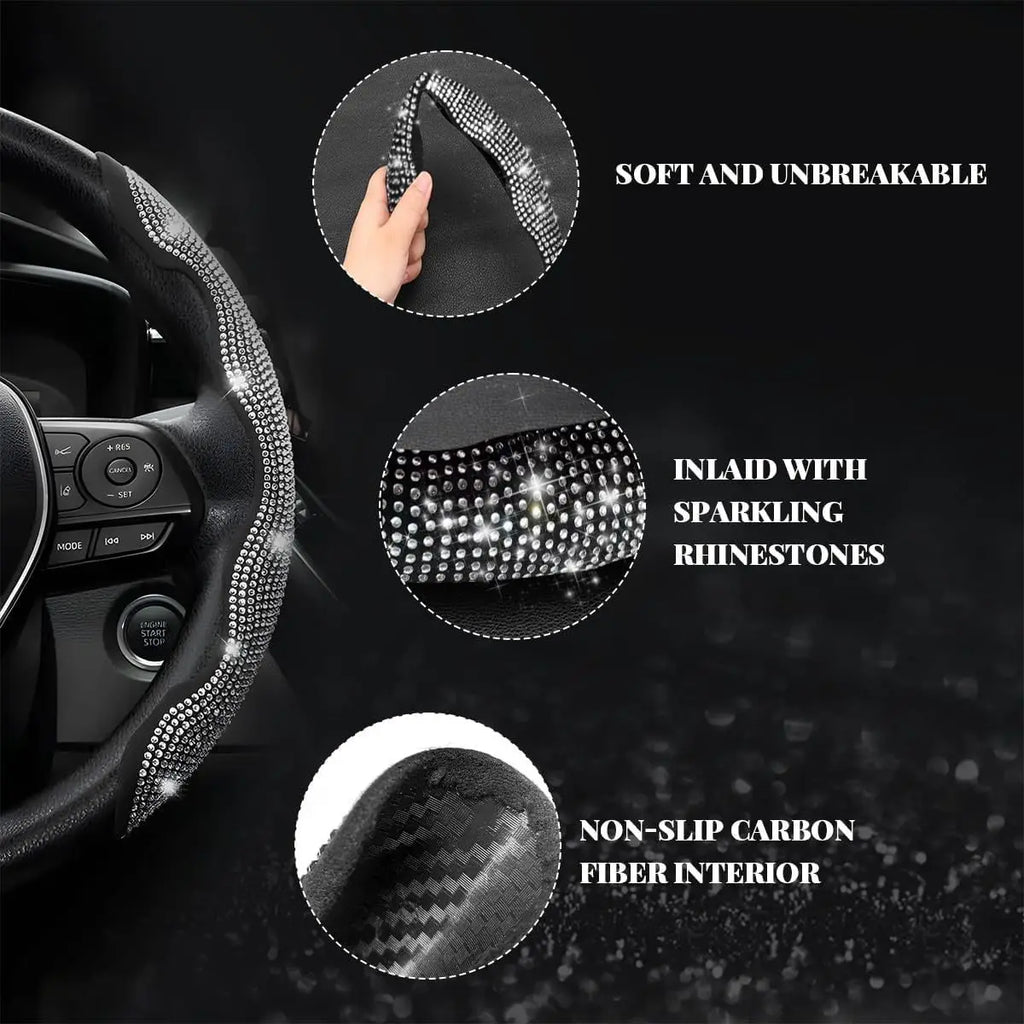 Popular diamond-encrusted steering wheel buckle, fashionable sports, butterfly design, non-slip and wear-resistant design