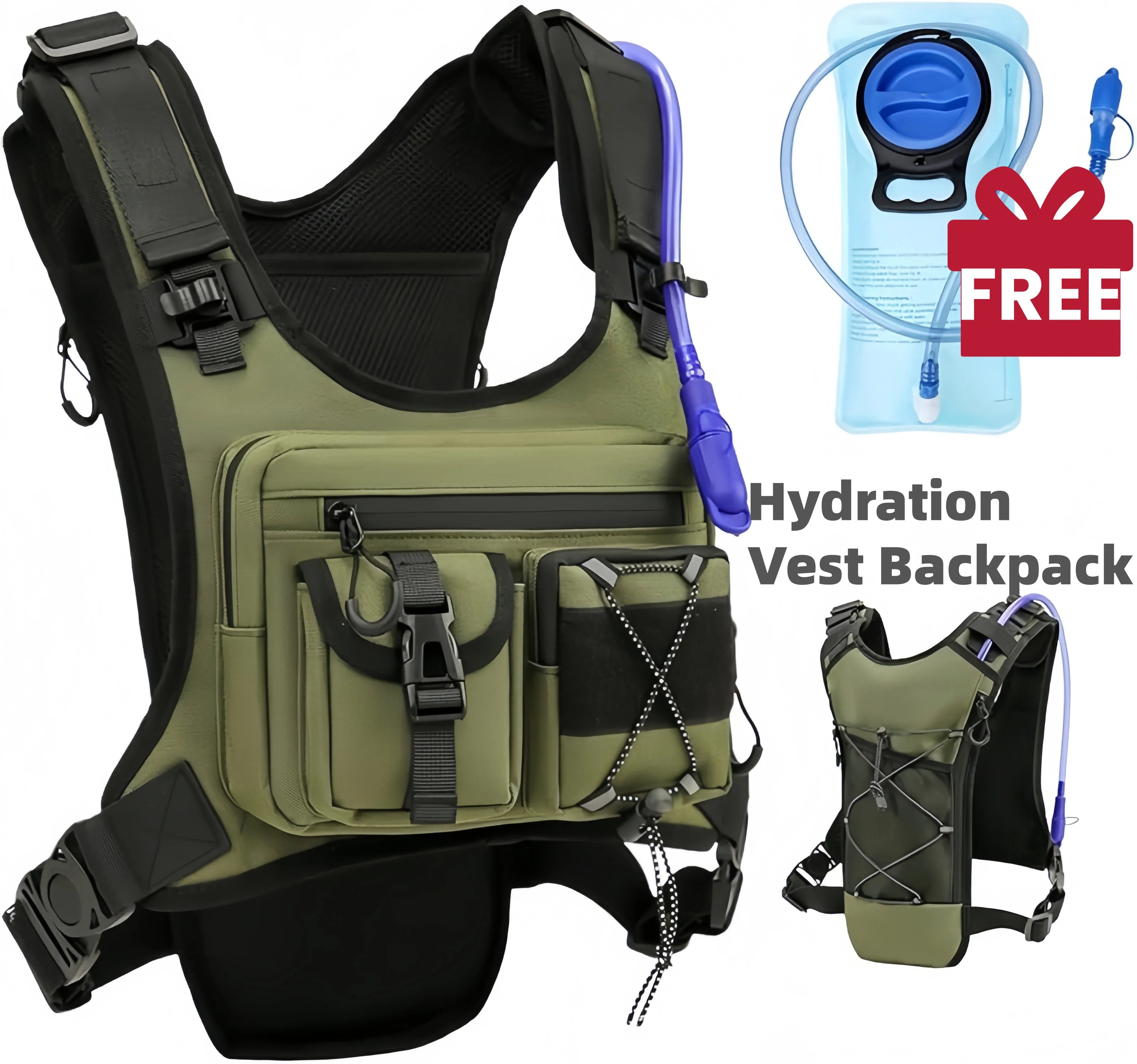 Multi-functional Lightweight Chest Bag Oxford Cloth Water Resistant Running Vest Bag Hydration Vest Backpack Tactical Pack