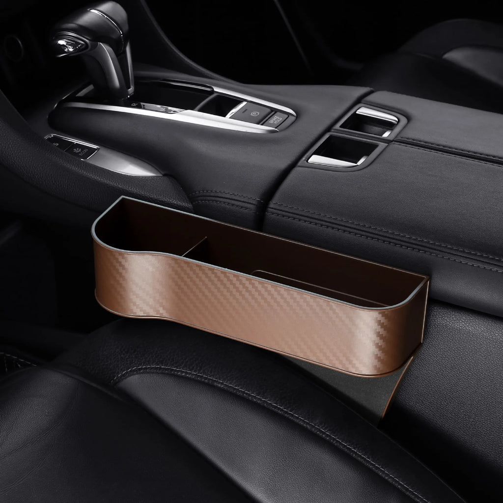 Multifunctional Car Seat Crevice Storage Box Carbon Fiber Gap Filler Organizer Auto Slit Pocket Holder For Phone Small Items