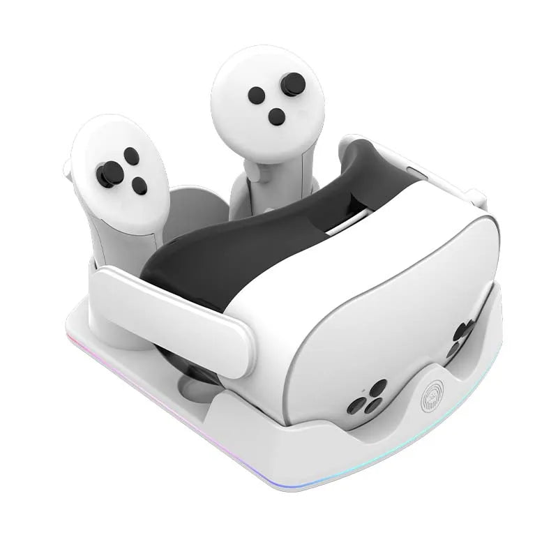 Charging Dock for Meta Quest 3S VR LED Charging Station Display Stand and Controller Mount for Meta Quest 3S/3/2 VR Headset