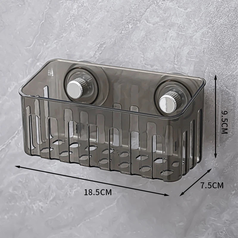 【N】Suction Cup Sink Rack Faucet Drain Rack Multifunctional Basket Kitchen Sponge Rack Punch-free Wall Mount