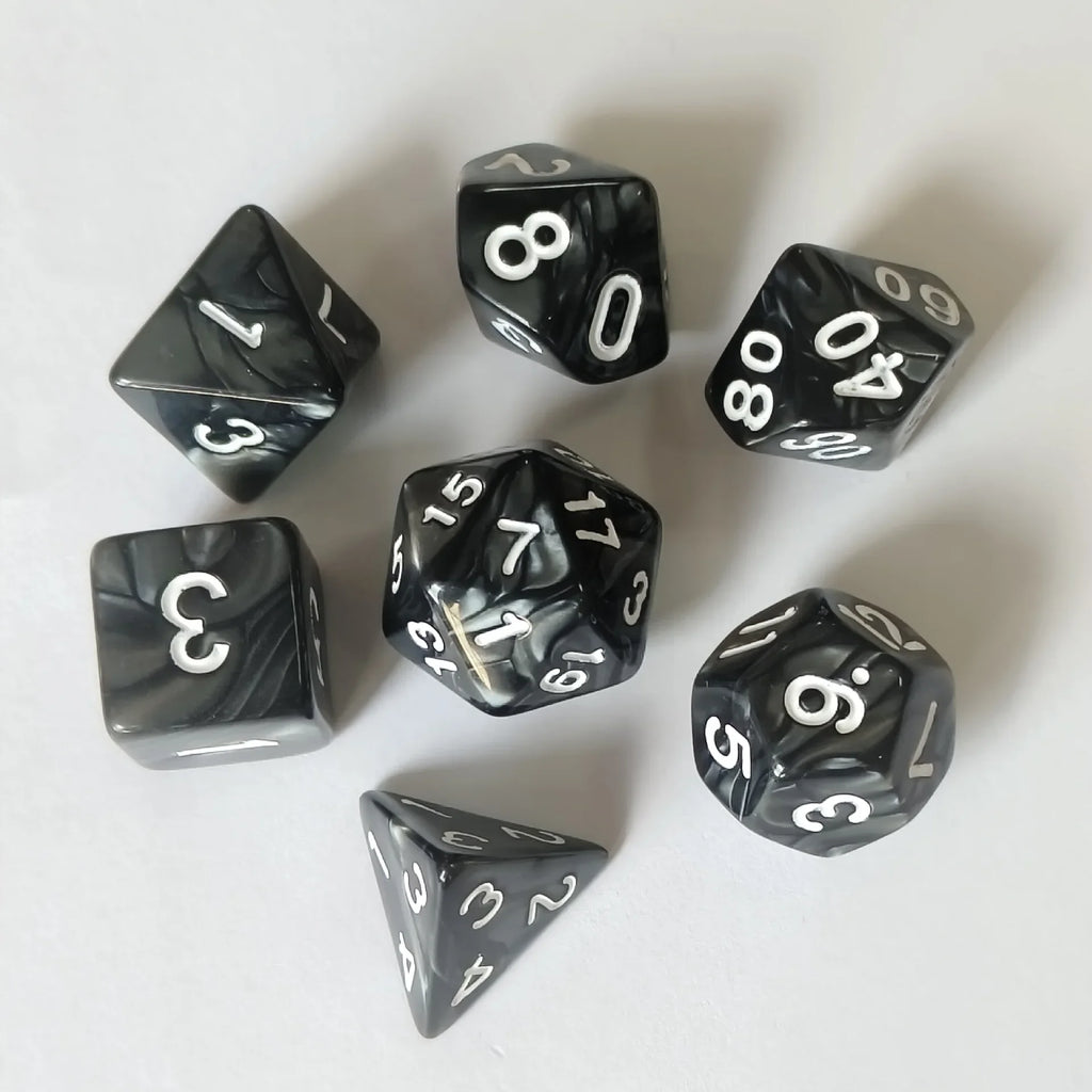7pcs/set Colorful Pearl Pattern Polyhedral Dice Number Dice Kit for DND PRTG RPG Running Team Table Board Game Dnd Dice Set
