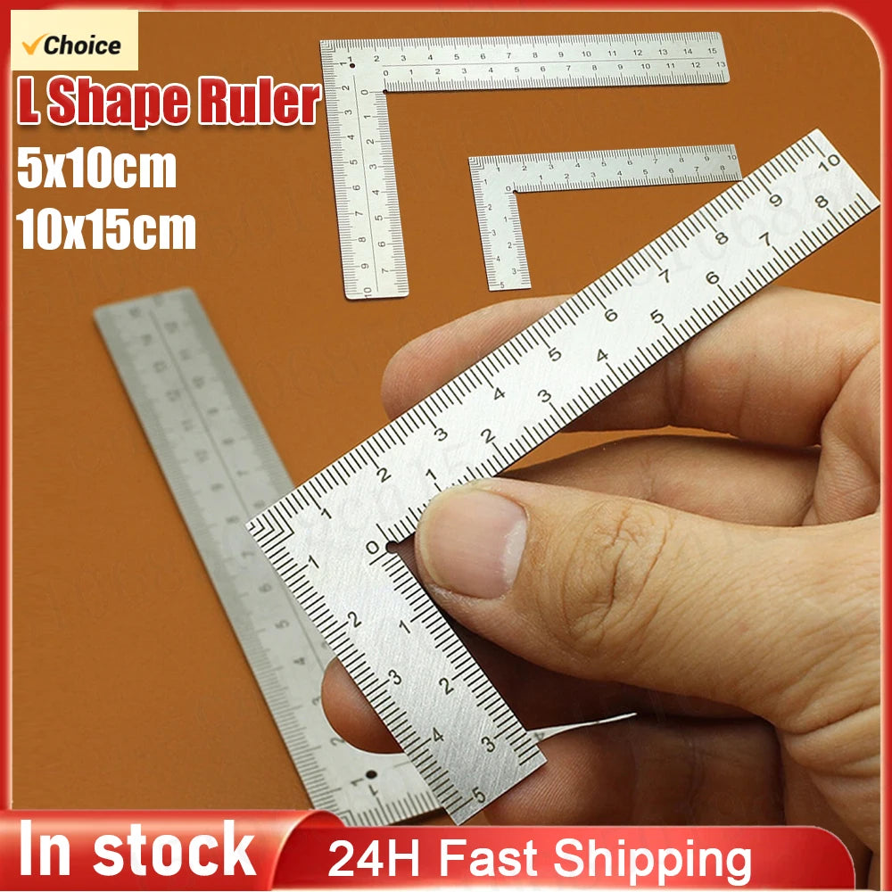 90 Degree Angle Ruler Stainless Steel L Shape Ruler Measuring Tool Metal Straight Woodworking Ruler Tools Right Angle Ruler