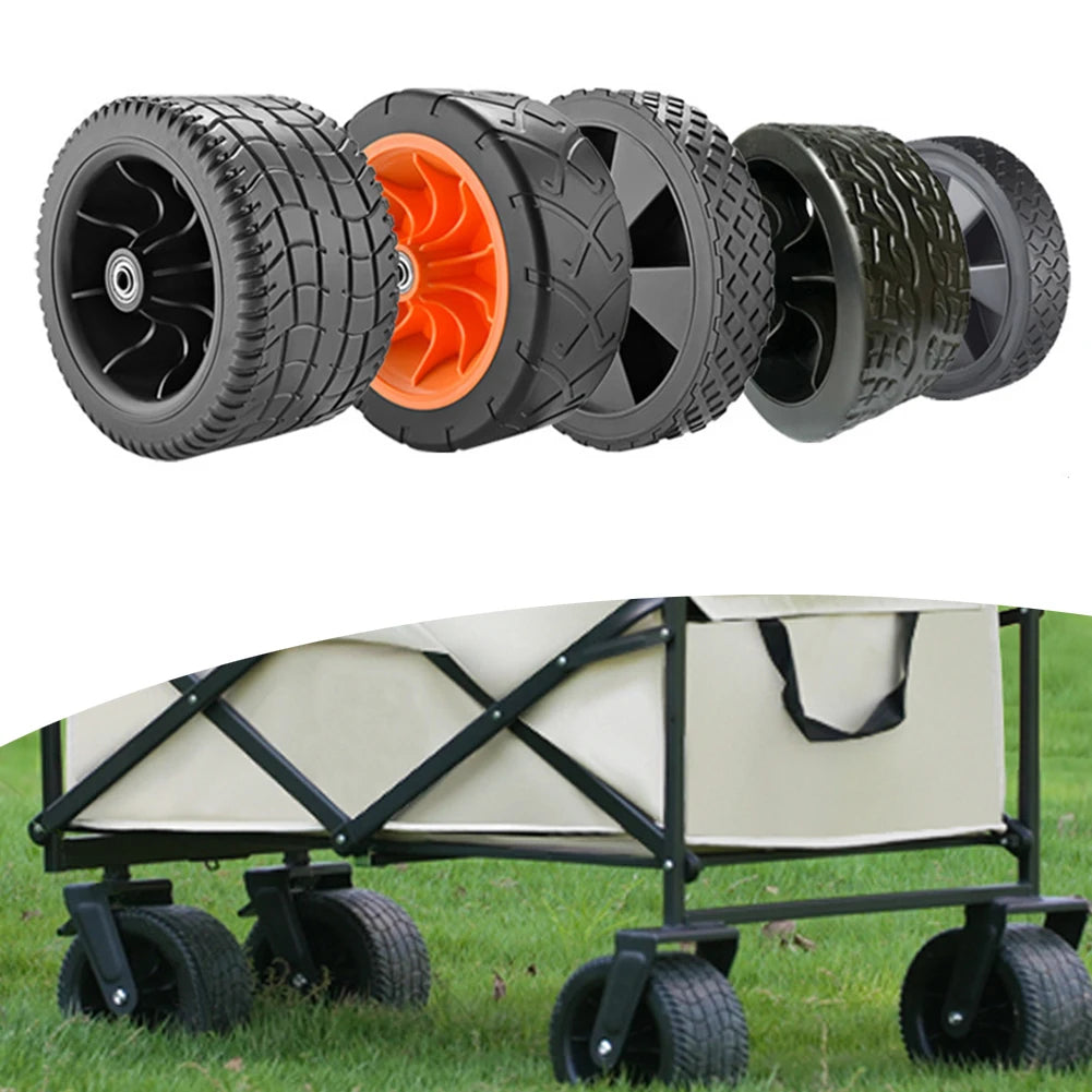 1Pc Heavy Duty Folding Wagon Wheels 180x33mm Shock Absorbing PVC Tires For Outdoor Carts Gardening Shopping Smooth Ride
