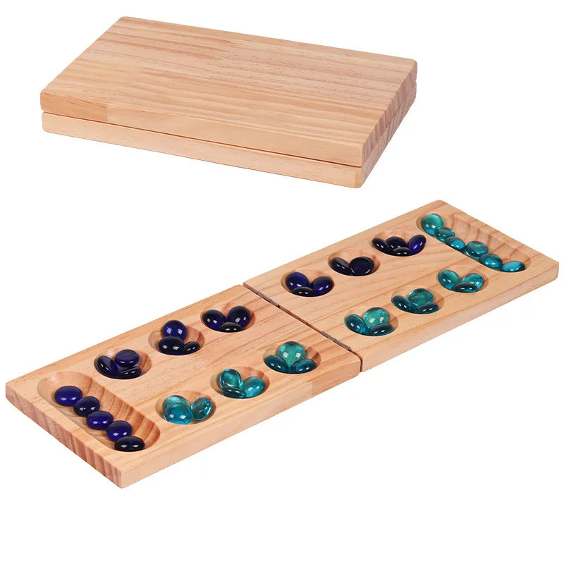 1set Foldable Mancala Board Game - Fun Classic Table Game with Wooden Board for Adults & Kids
