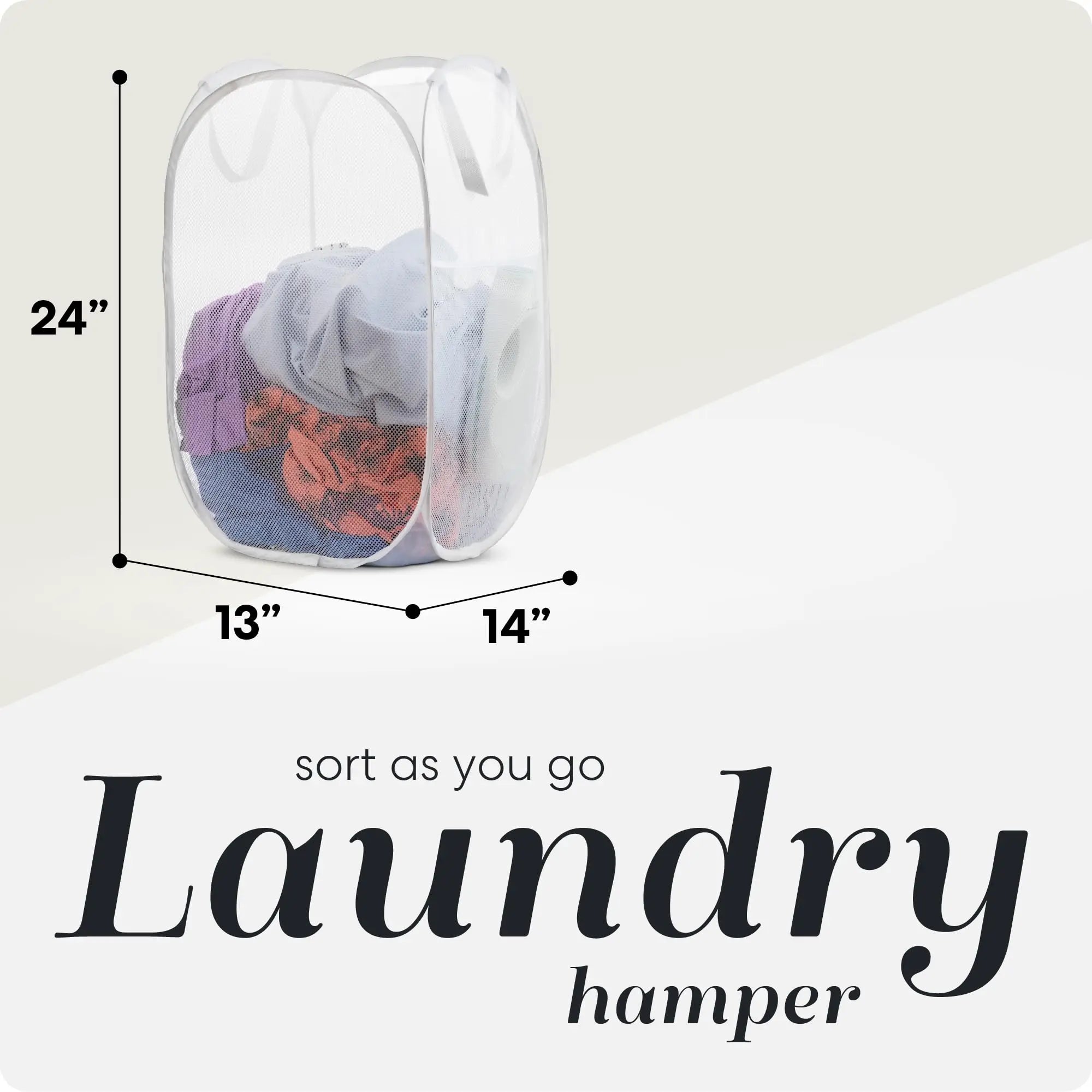 Pop Up Mesh Laundry Basket Foldable Dirty Clothes Hamper Breathable Washing Bin with Side Pocket for Bathroom College Dorm Room