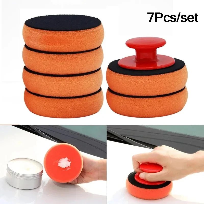 4 Inch Foam Wax Applicator Pads with Red Handle Soft Sponge Polishing Pads for Car Cleaning and Paint Maintenance