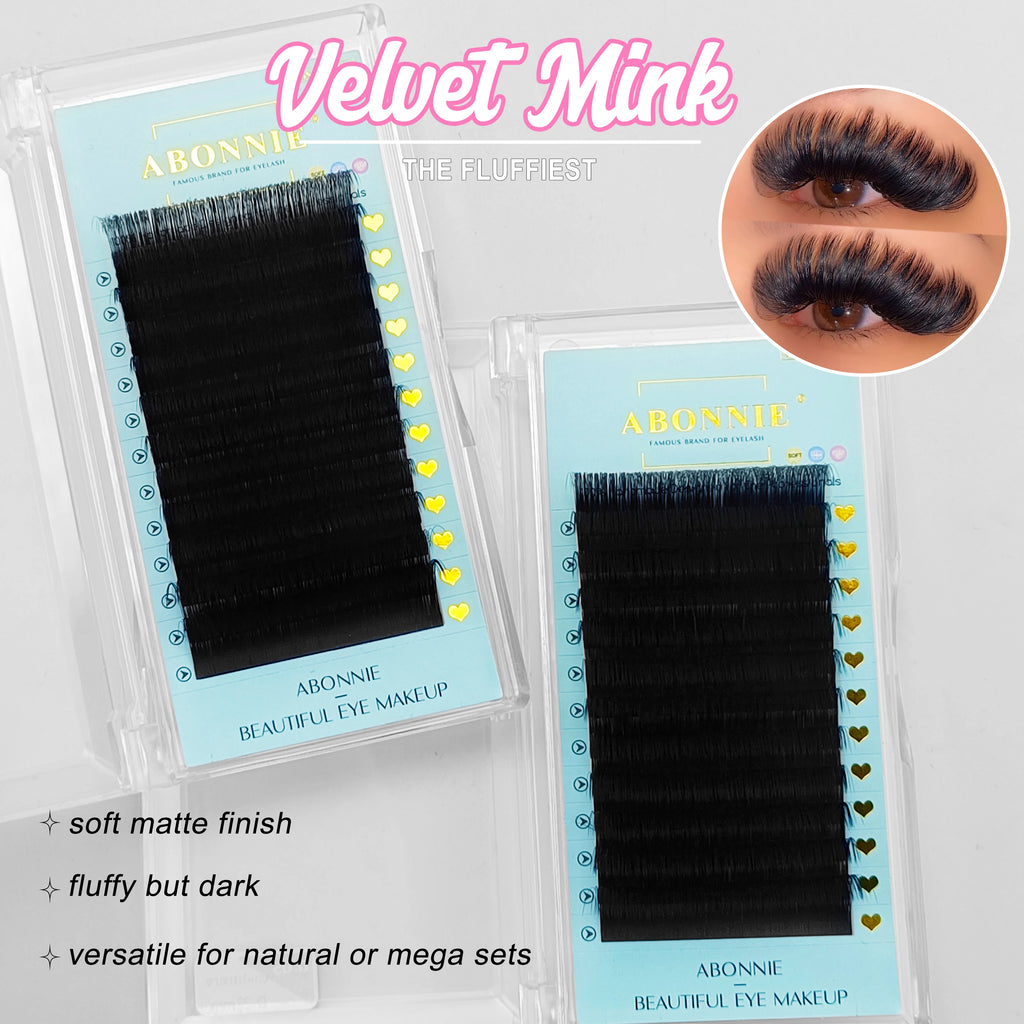 ABONNIE Velvet Cashmere Lashes Extension Classic Individual Matte Black Eyelash Extensions Premium Lash