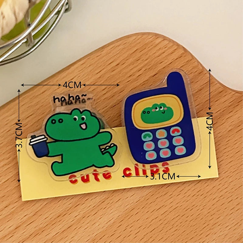 1Pair Cute INS Animated Fruit Sealing Clip Note Clip Cartoon Decoration Gift Acrylic Clip Office Accessories