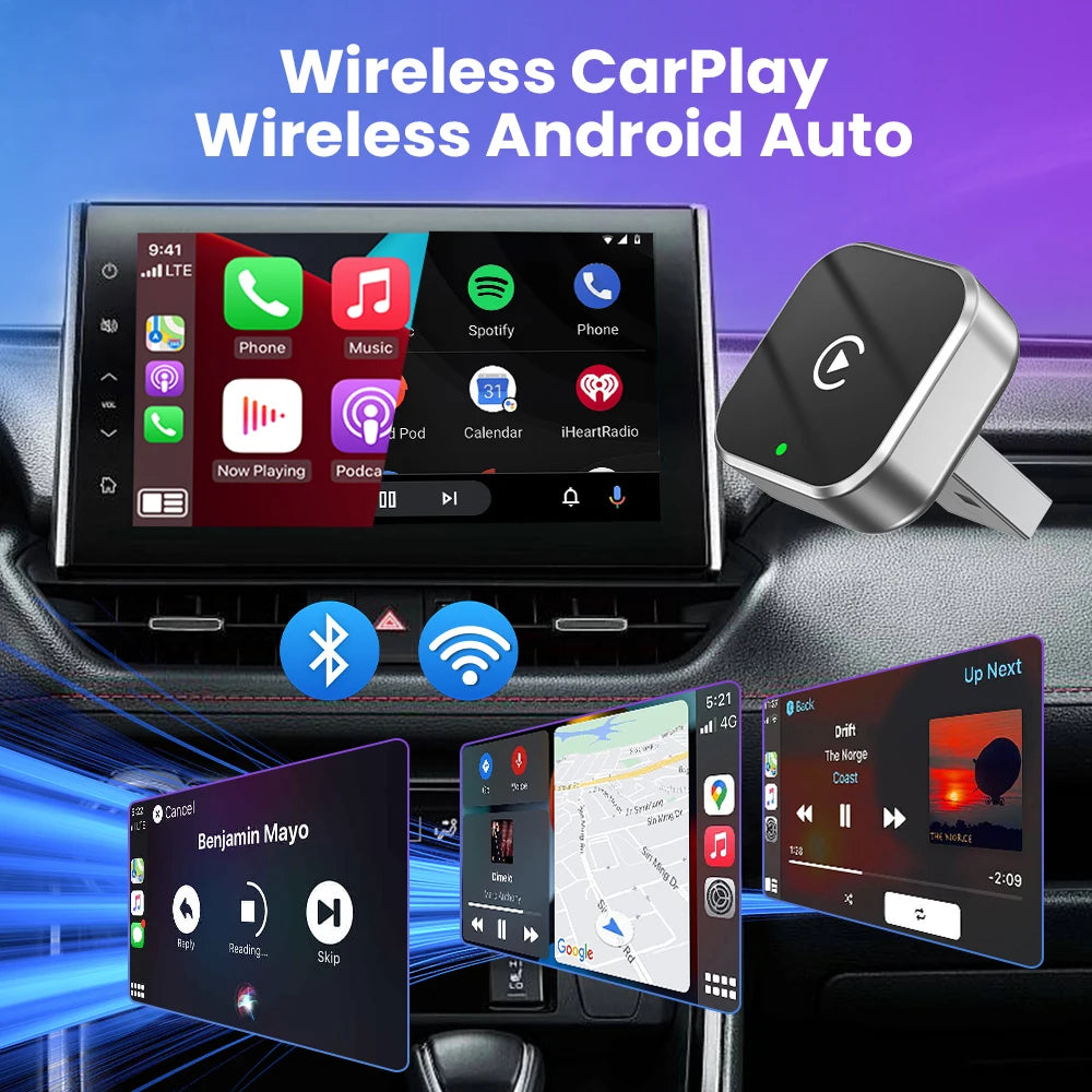 2 in 1 2026 5G WIFI for Iphone Android Phone for Volvo Benz Mg Kia Chery Ope Carplay Wireless Adapter Android Auto Smart Dongle