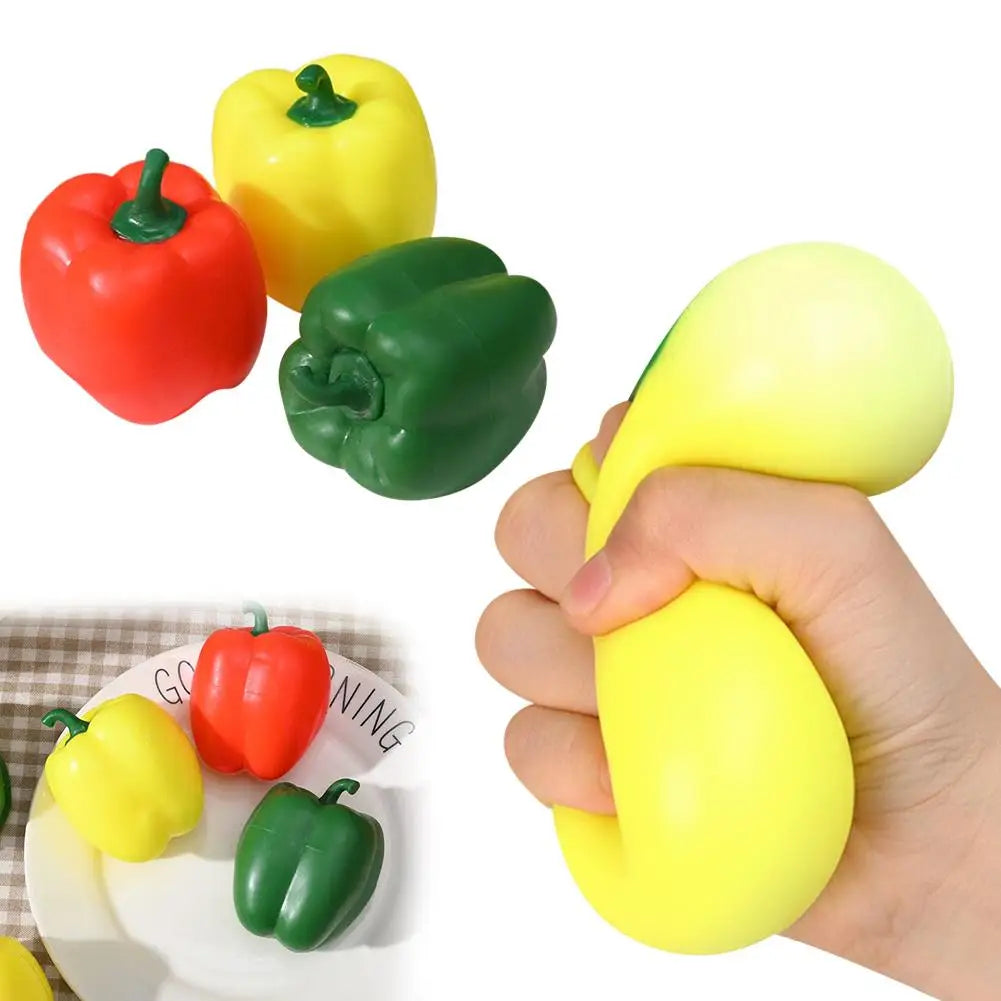 Crunchy Colorful Bell Pepper Stress Ball Handmade Ball Crunchy Squeeze Ball Squishy Toy Fidget Toy ASMR Sensory Anti Stress Toys