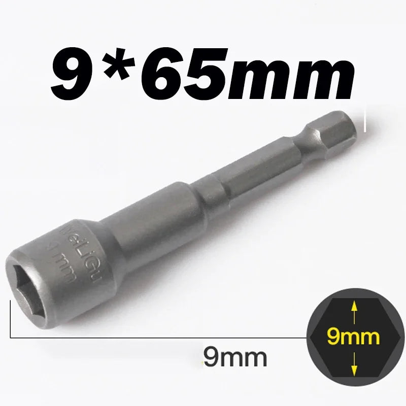 Hongtu 1Pcs Magnetic Hex Socket Driver - Chromium-Vanadium Steel, Hex Shank, Impact-Ready, 6~23mm Nut Socket Wrench Bit