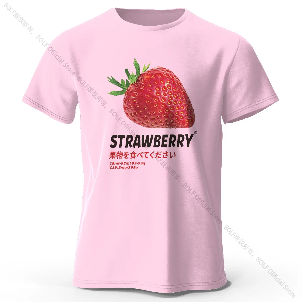 Strawberry Print T-shirt - Cute & Trendy Summer Top for Men Women, Soft & Comfortable Pure Cotton Tee