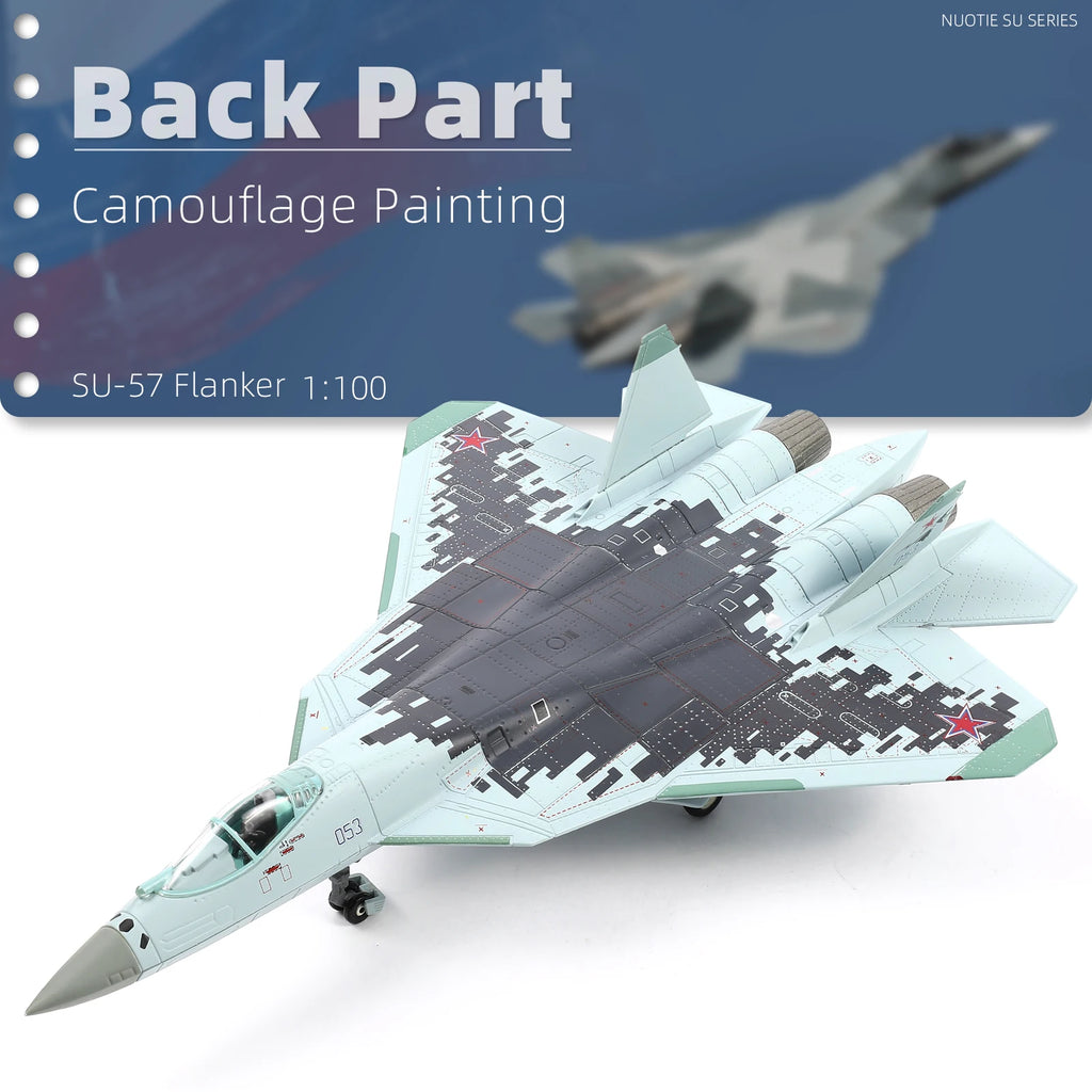 SU57 digital camouflage fighter jet model 1:100 die-cast metal military aircraft aircraft collection gift
