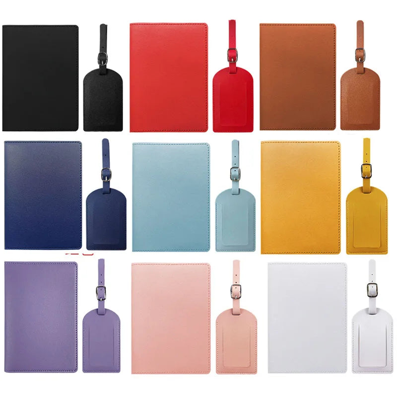 Travel PU Passport Cover Luggage Tags Wedding  Party Bussiness Gift Ticket Holder Passport Holder Case Travel Accessories Set