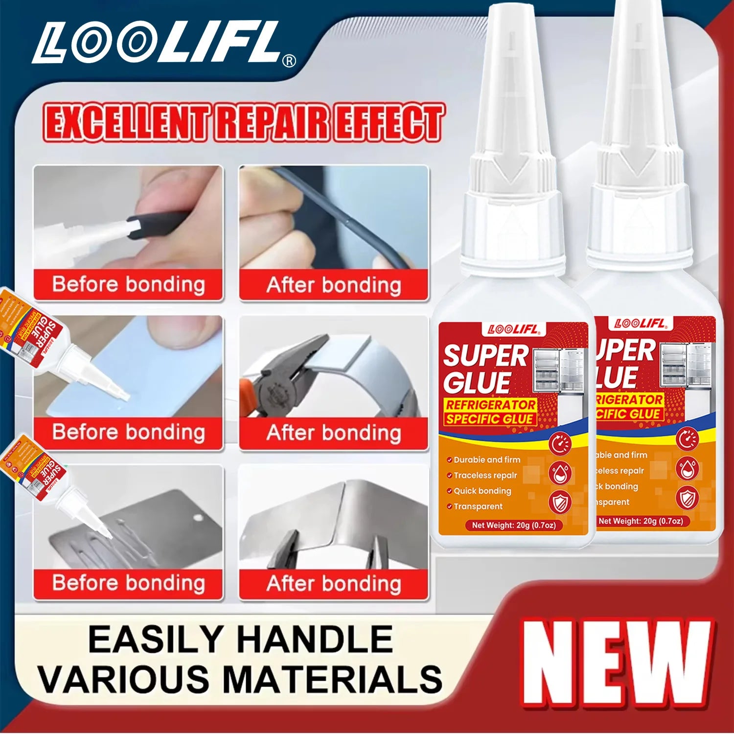 1-10PCS Super Glue Super Strong Adhesive, Suitable for Instant Transparent Adhesive of Plastics, Metals, Wood, Crafts, Glass, Ce