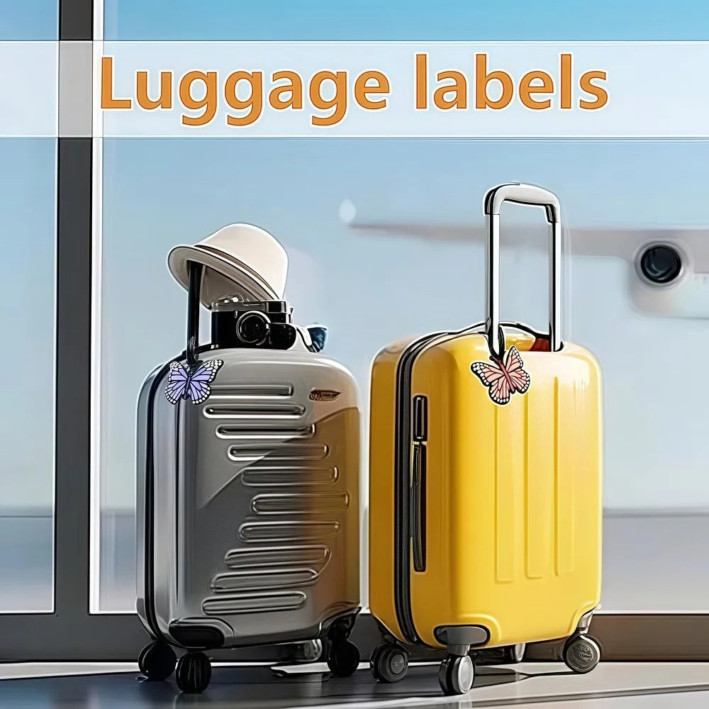 Butterfly-shaped luggage tag with strap, durable luggage, suitable for travel, easy to find your travel luggage.xtz