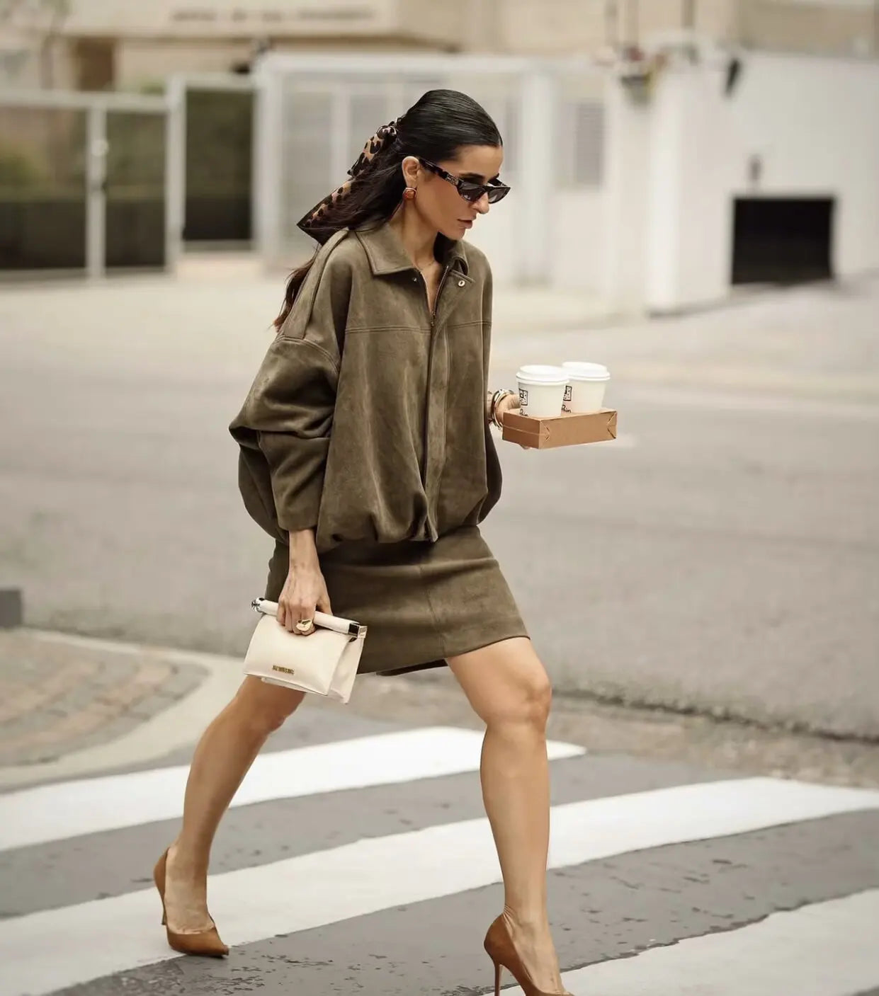 2025 autumn winter women bomber jacket bat sleeve zipper loose suede texture casual top European American style