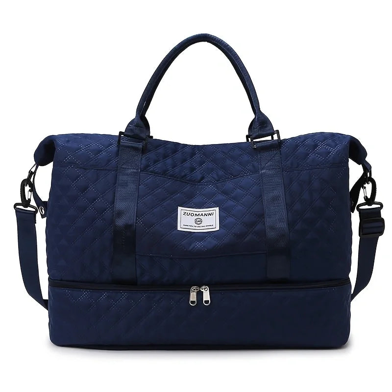 Lightweight Rhombic Lattice Travel Duffels Bag Large Capacity Sports Fitness Storage Bag Portable Weekender Overnight Bag
