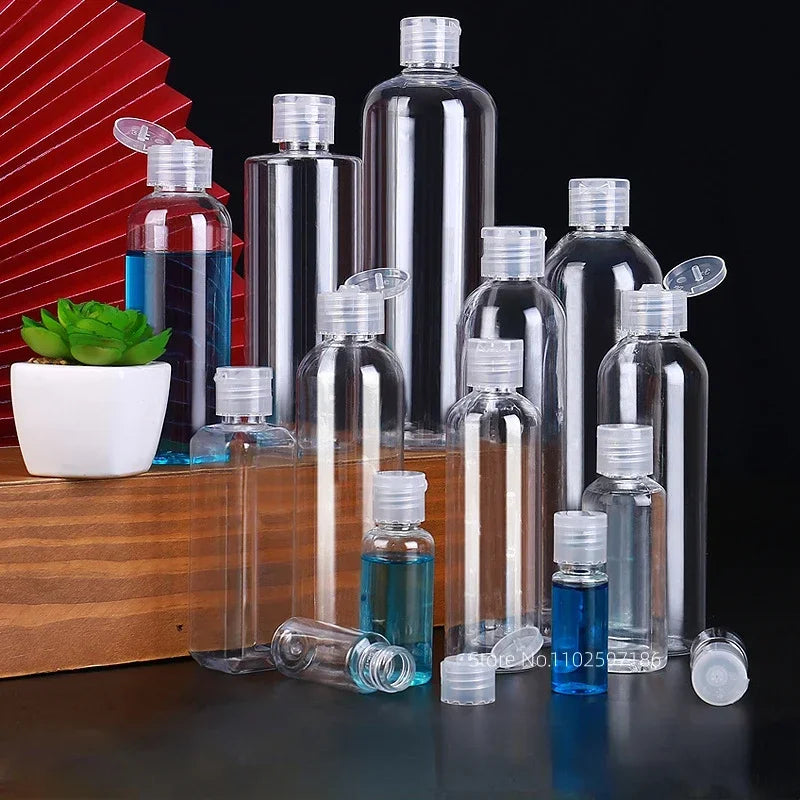 30/50/100pcs 5-120ml Plastic Squeeze Bottle with Flip Cap PET Lotion Shampoo Empty Cosmetic Sample Container Travel Bottles