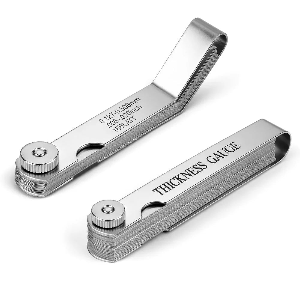 2pcs Feeler Gauge Set Stainless Steel 32 Straight 16 Offset Feeler Gauge Thickness Gauge For Valves Angled Thickness Measuring