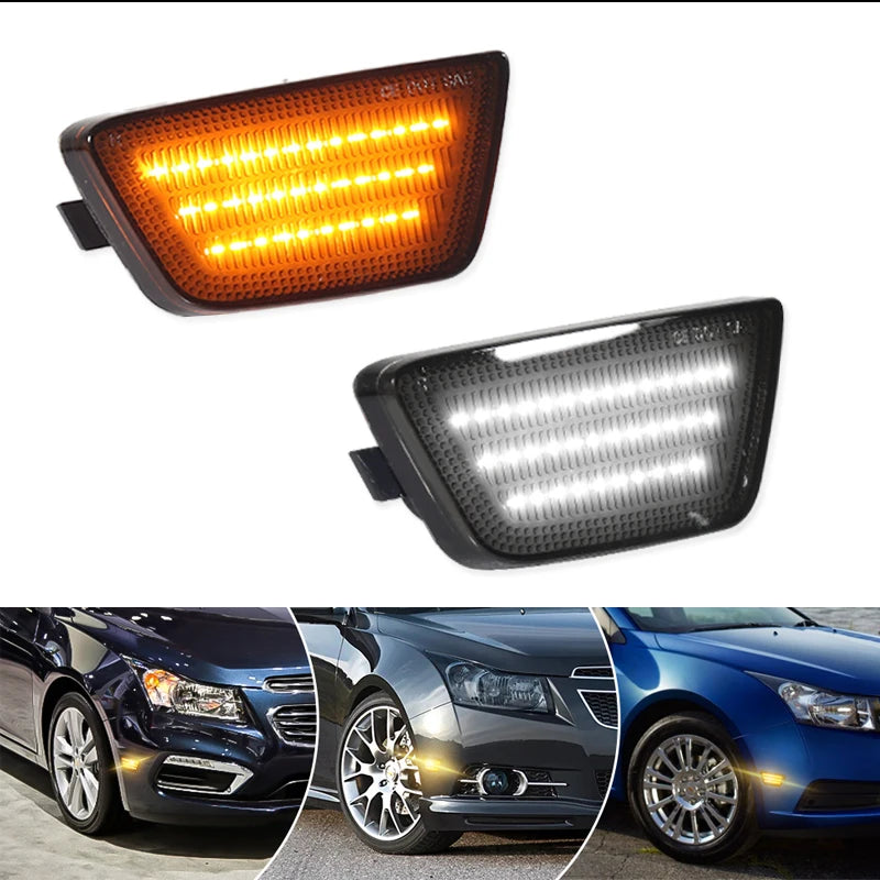 2Pcs Front White LED Strip Marker Light Parking Lamp For Chevrolet Cruze 2011 2012 2013 2014 2015 Smoked LED Side Marker Light