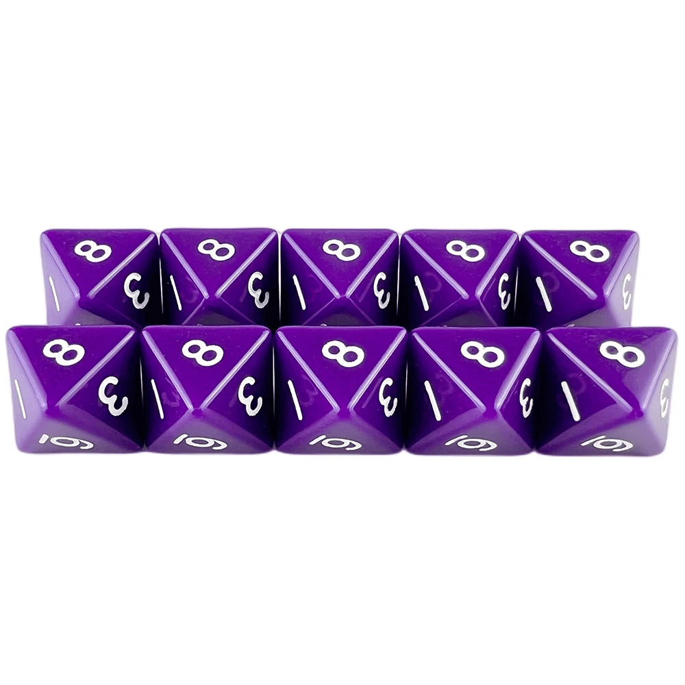 D8 Polyhedral Dice 15.5mm TRPG DND Digital Dice Game Set 8 Sides 10Pcs for Board Game
