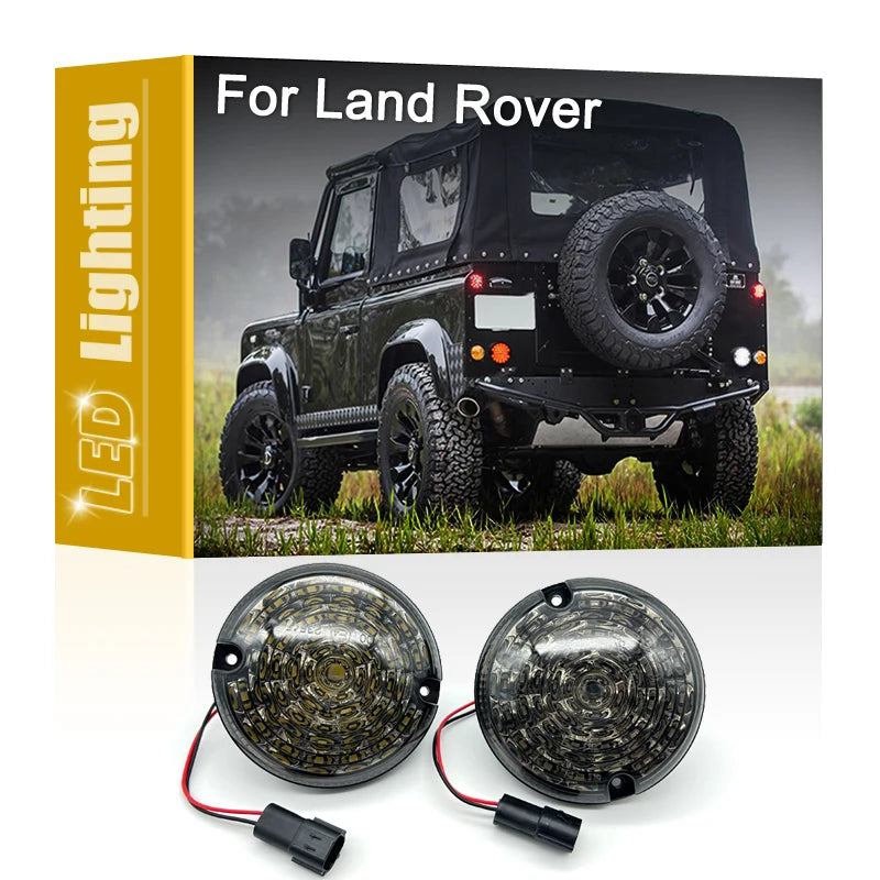 2Pcs 95mm Round Smoked Lens Tail Red Fog Light White Reversing Light For Land Rover Defender 2001-2016 Defender Cabrio 1990-2016