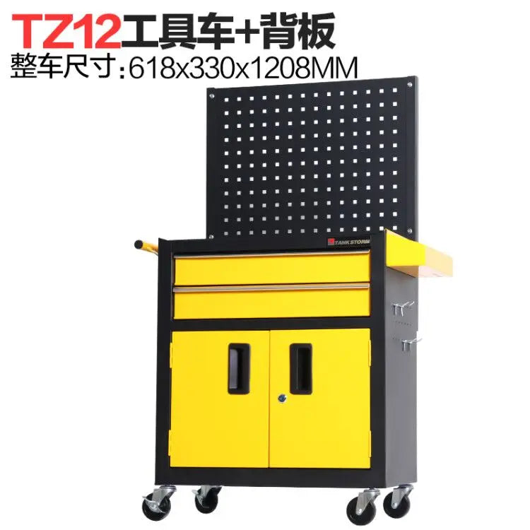 GZ-29  Maintenance Tool Cart Multifunctional Auto Repair With Hanging Plate Backplane Workshop Workbench Drawer Iron Cabinet