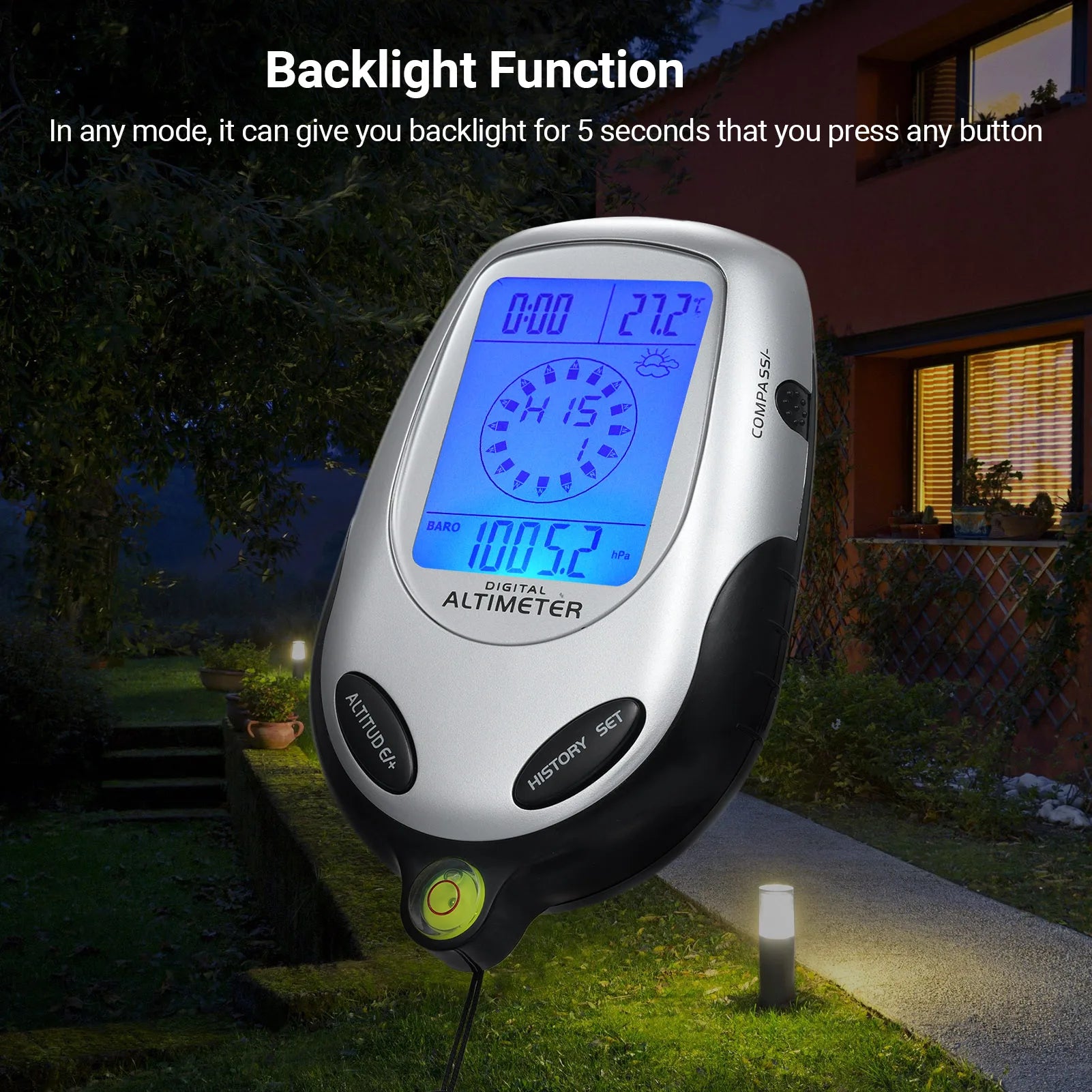 8-in-1 Electronic Altimeter Compass Barometer Thermometer Weather Forecast Time Calendar Clock Outdoor Sports Climbing Tool