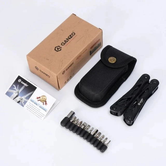 GANZO G202B Folding Knife Plier Multitools EDC Camping Multifunctional Screwdriver Bits Mini Scissors Stainless Steel