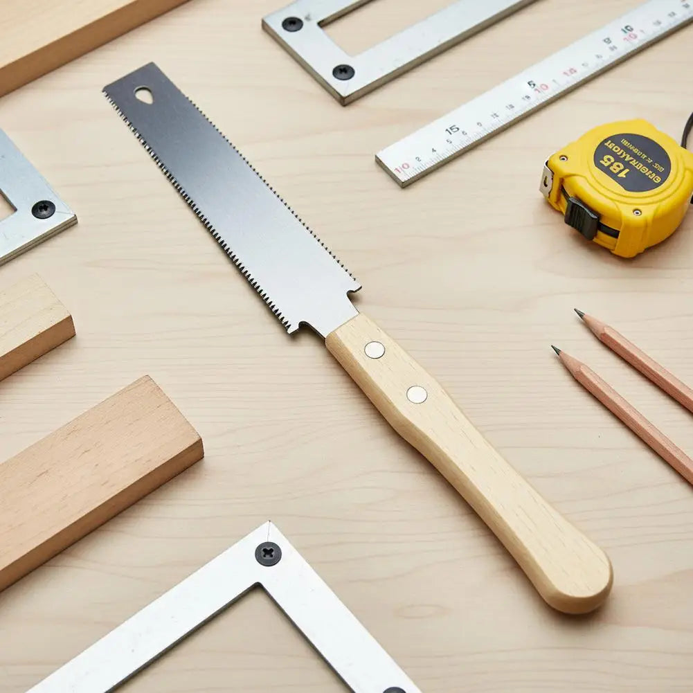 Small Woodworking Hand Saw Hand Saw with Non-slip Wooden Handle Pull Type Flexible Flush Cut Woodworking Cutting Tool