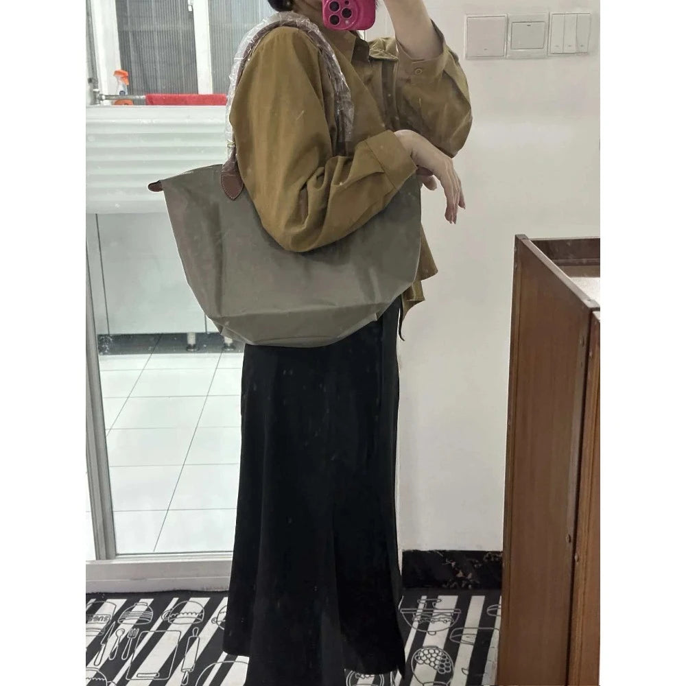 Excellent 2026 New Stylish Nylon Foldable Tote Bag Crossbody Shoulder Underarm Handbag Large Medium Small Sizes
