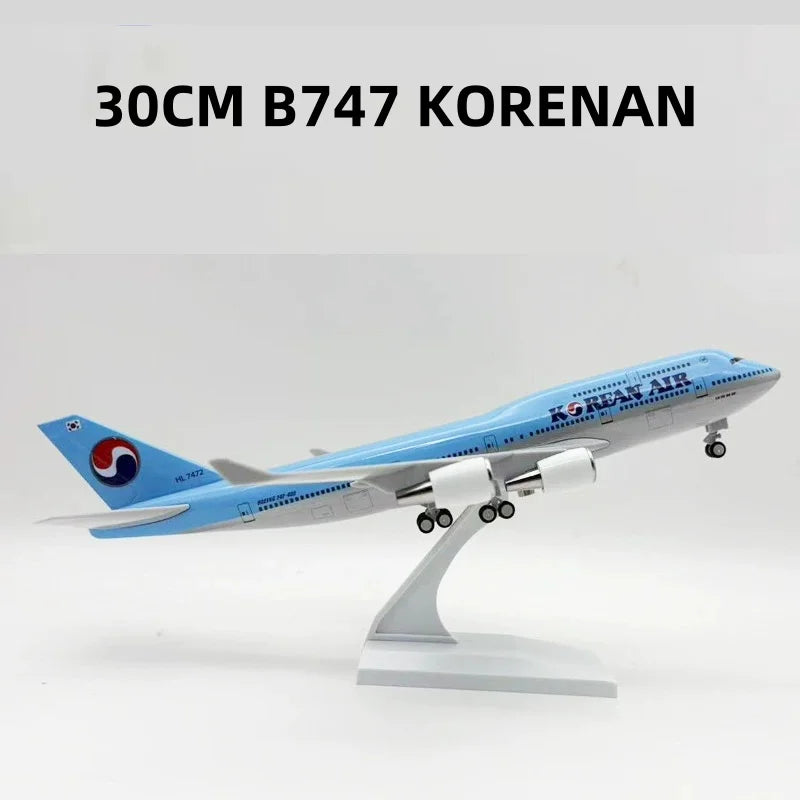 Resin Toy Model A380 Korean Air Airways 30CM Scale Diecast B747 Plane Model Aircraft Model Collection Adult Display Decoration W