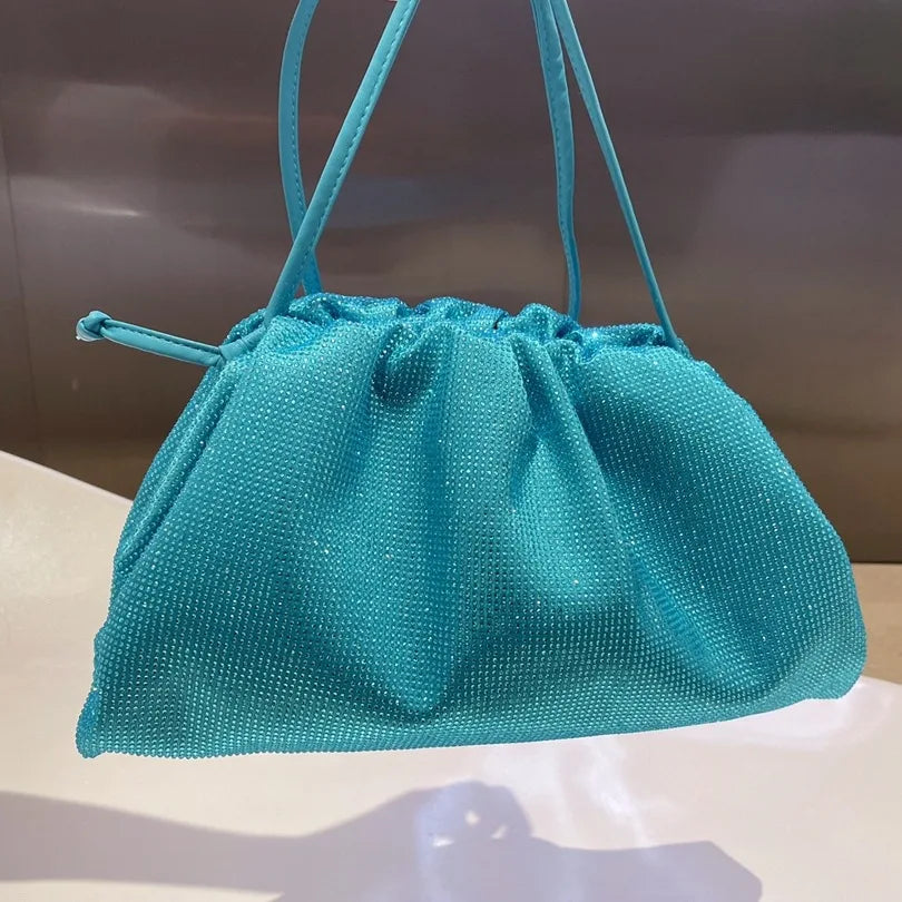 Luxury Designer Glitter Rhinestone Diamond Cloud Bag Evening Bag Wedding Party Clutch Purse Women Handbag Shoulder Messenger Bag