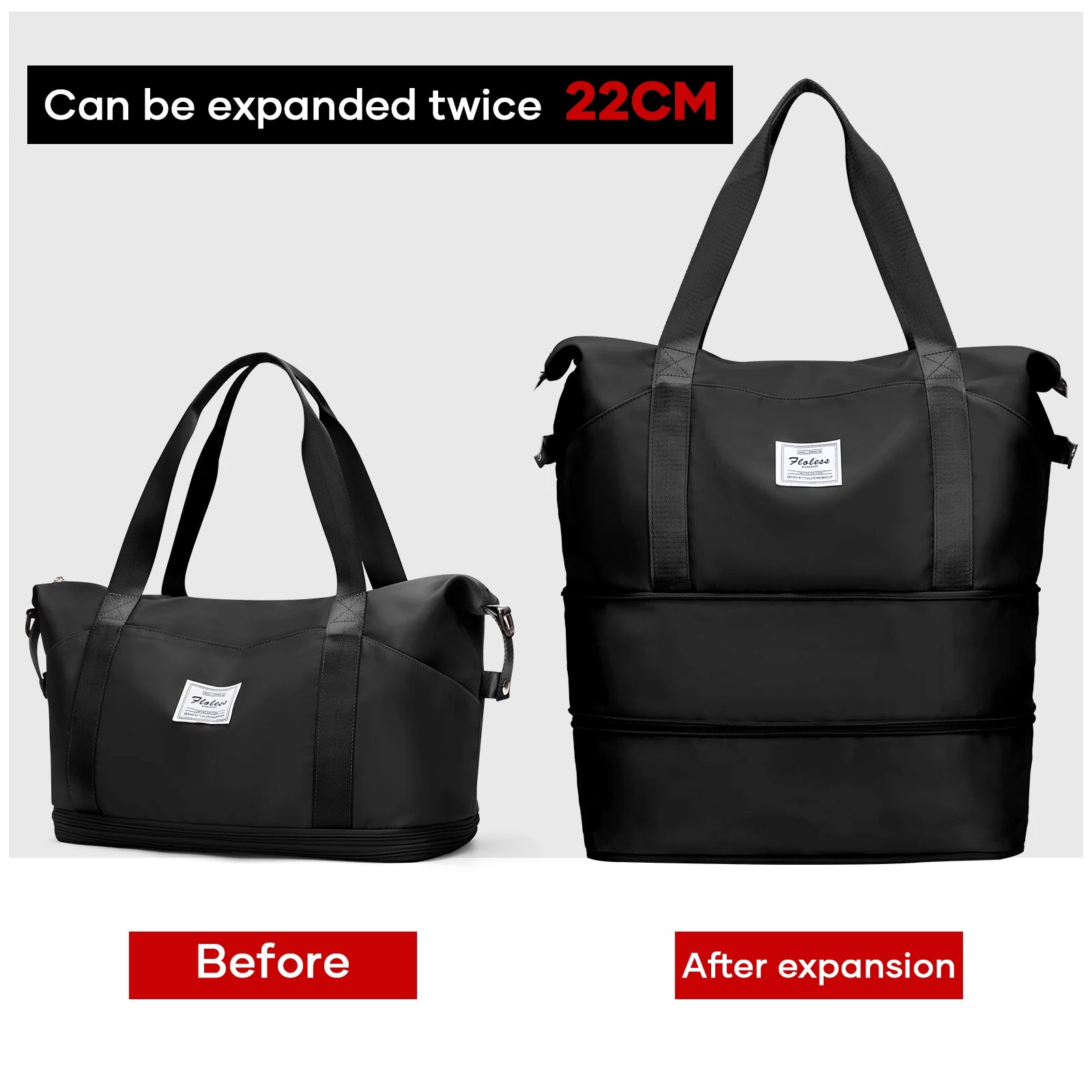 Expandable Large Capacity Travel Bag, Triple Layer Folding Travel Bag Multifunctional Storage Luggage Bag for Clothing, Handbag
