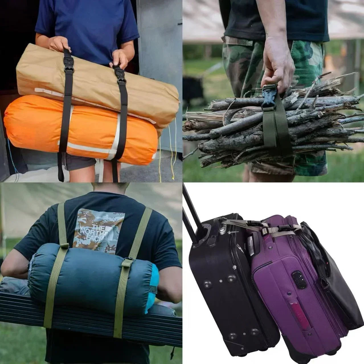 2/4Pcs Outdoor Travel Tied Belt Durable Nylon Cargo Tie Down Luggage Lash Belts Strap Camping Hiking Cargo Storage Straps Buckle