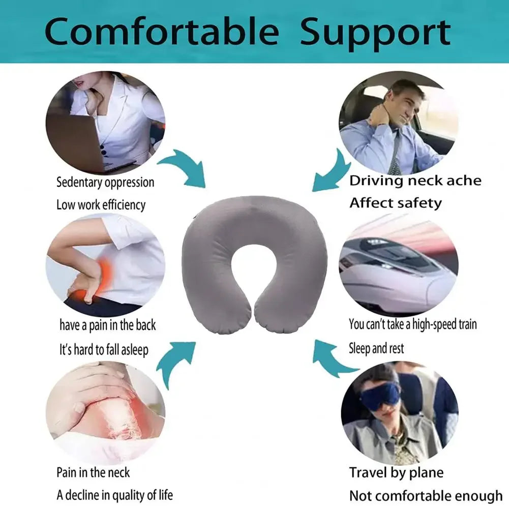 U-shaped Neck Pillow Inflatable Memory Foam for Fatigue Relief Ideal Travel Flight Headrest Comfortable Sleep Support Cushion
