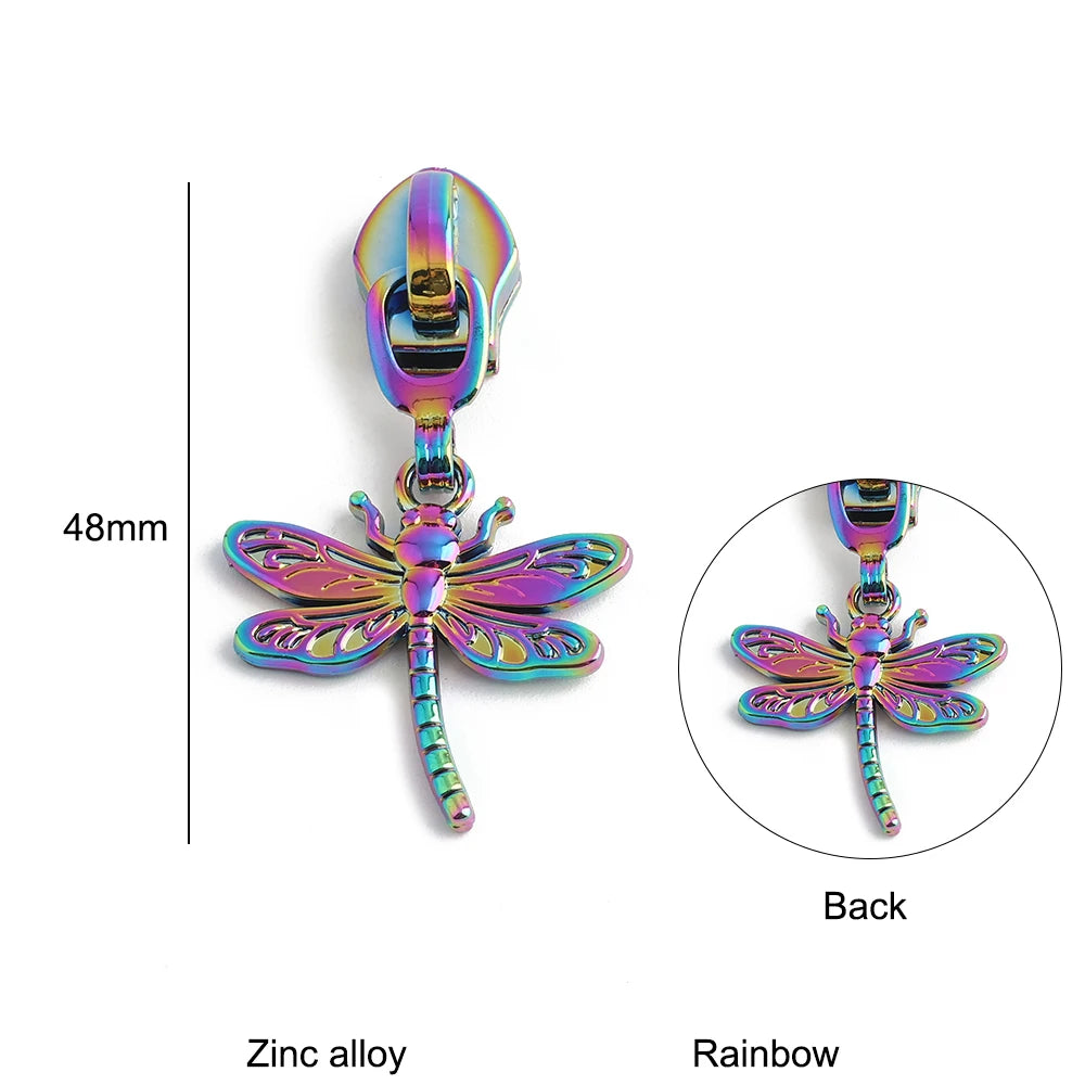 10/40/100PCS Owl/Dragonfly/Bee/Butterfly Shape 5# Nylon Zipper Sliders For Decorative Zipper Tab Bags Pocket Sewing Accessories